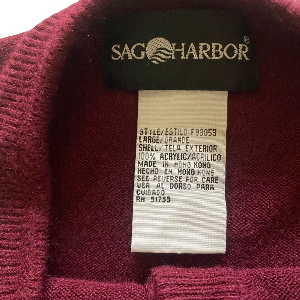SAG Harbor Vintage Burgundy Button Front Cardigan Sweater Women Large - Picture 4 of 7